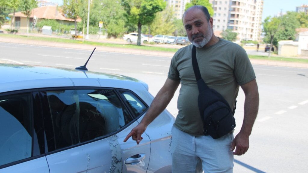Kayseri’ye gelen gurbetçinin aracına asitli saldırı