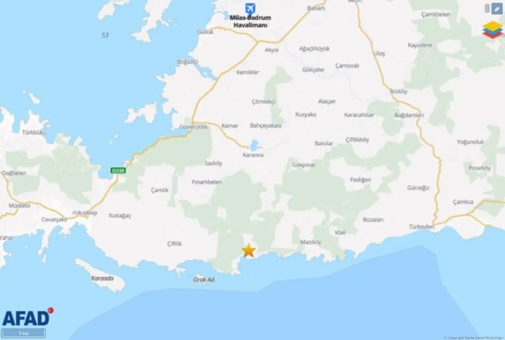 Bodrum’da 4.1 Büyüklüğünde Deprem