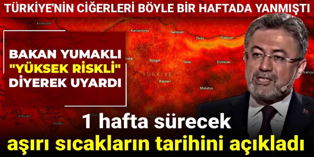 Bakan Yumaklı “Yüksek riskli” diyerek uyardı: 1 hafta sürecek aşırı sıcakların tarihini açıkladı
