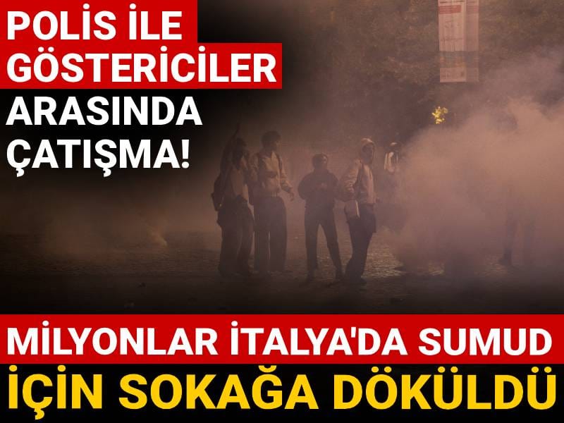 Milyonlar İtalya’da Sumud için sokağa döküldü: Polis ile göstericiler arasında çatışma!