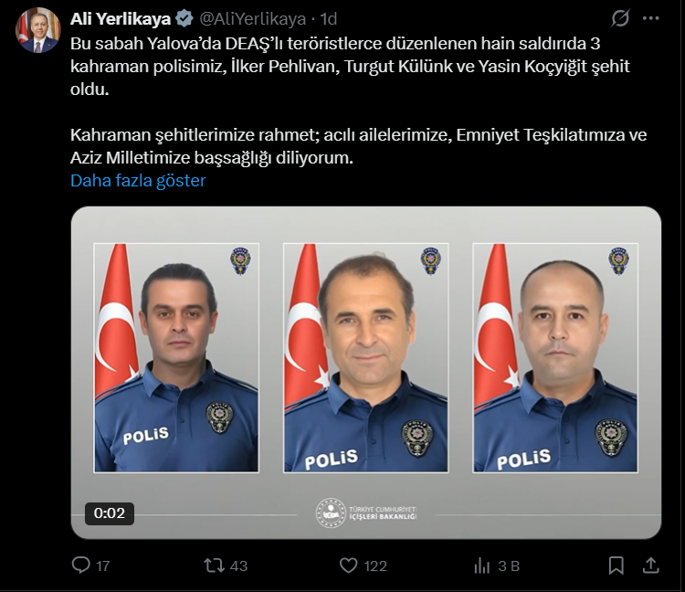 Yalova’da DEAŞ Saldırısı: 3 Polis Şehit, Çok Sayıda Yaralı