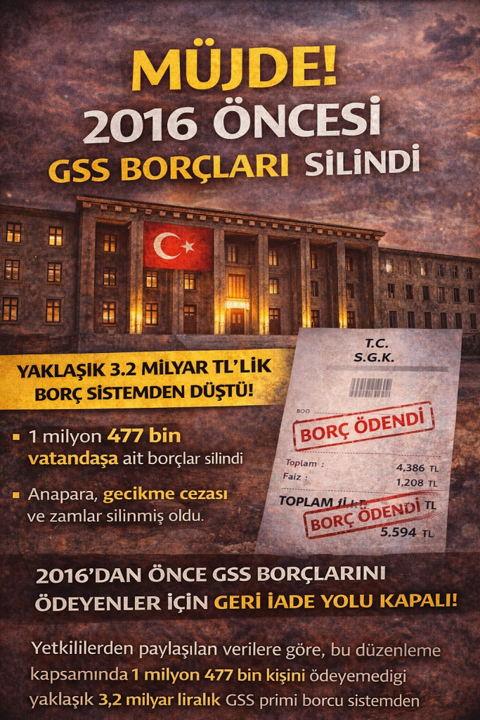 GSS BORÇLARINA AF: 1,5 MİLYON KİŞİNİN BORCU SİLİNDİ