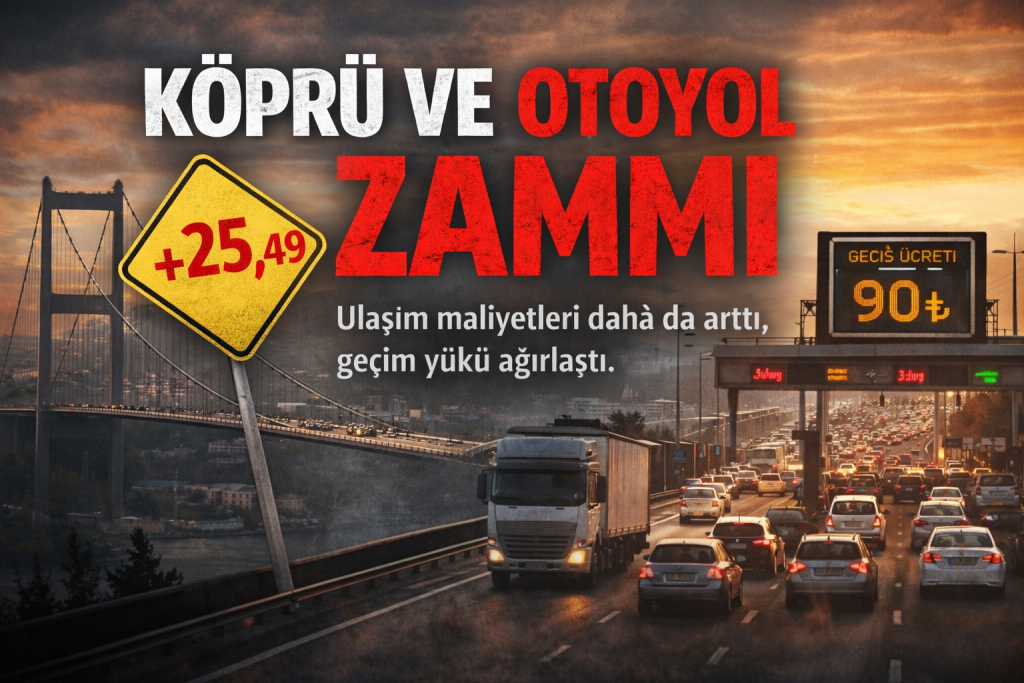 YOLLAR DA ZAMLANDI: KÖPRÜ VE OTOYOLLARA YÜZDE 25,49 ARTIŞ