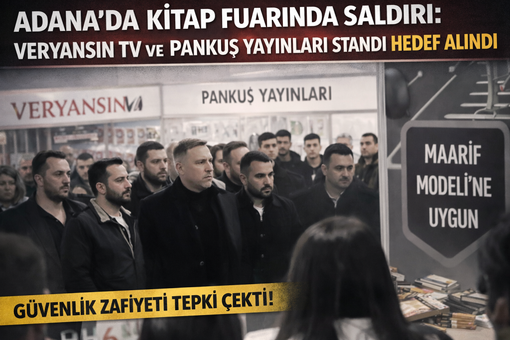 Adana’da düzenlenen kitap fuarında Veryansın TV ve Pankuş Yayınları’na ait standa saldırı düzenlendi. Olayda, standın büyük ölçüde tahrip edildiği, Veryansın TV ve Pankuş Yayınları Sorumlu Müdürü Barış Yurteri’nin ise alnından yaralandığı bildirildi.