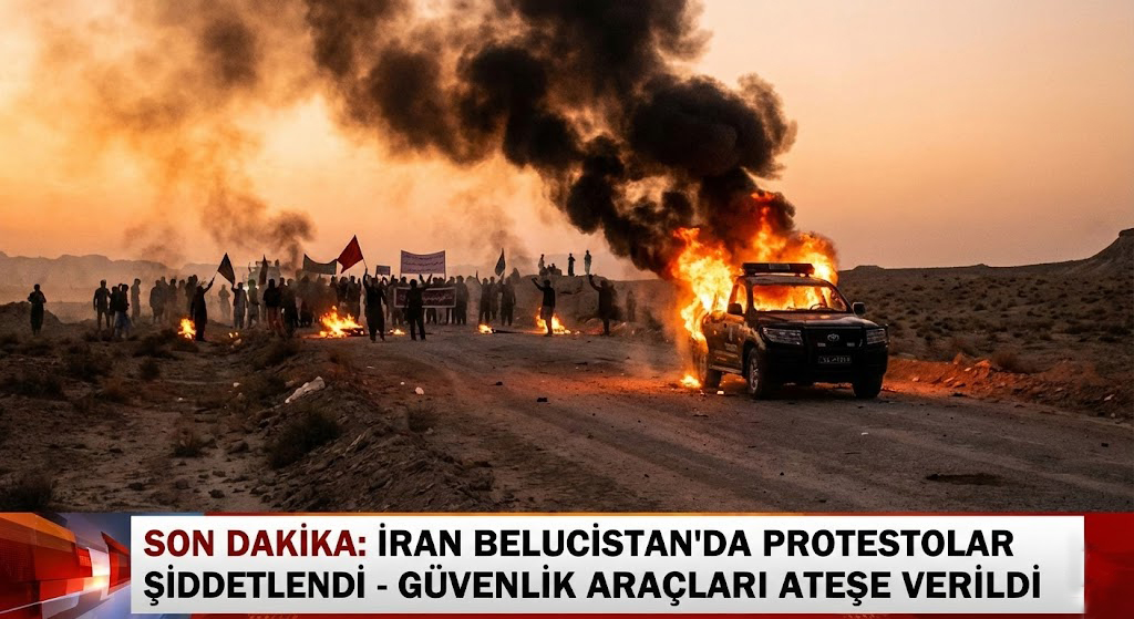 İran Belucistan’ında Gerilim Tırmanıyor: Protestocular Güvenlik Araçlarını Ateşe Verdi