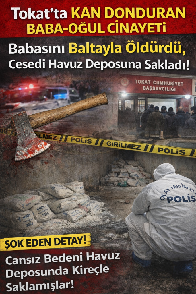 Tokat’ta yaşanan olay, kamuoyunda büyük yankı uyandırdı. İddiaya göre, mülk satışı nedeniyle çıkan tartışmada Mustafa Cankurtaran, babası Zihni Cankurtaran’ı (79) baltayla öldürdü. Cinayetin ardından baba Cankurtaran’ın cesedinin, oğlunun işletmeciliğini yaptığı bir siteye ait havuz deposunda, kokmaması için kireçlenerek saklandığı ortaya çıktı. Yapılan incelemelerde, cinayetin yaklaşık 4 ay önce işlendiği tespit edildi.