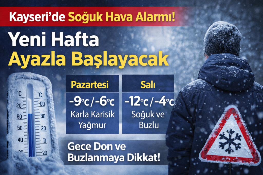 Kayseri Haftaya Dondurucu Soğukla Başlıyor: Kar Az, Ayaz Sert
