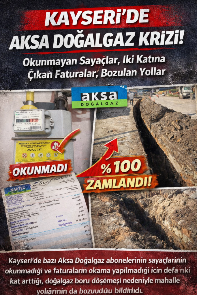 Kayseri’de Aksa Doğalgaz Krizi : Okunmayan Sayaçlar, İki Katına Çıkan Faturalar, Bozulan Yollar