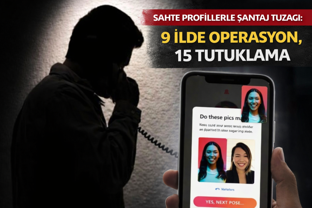 İzmir merkezli yürütülen soruşturmada, sahte kadın profilleriyle iletişime geçtikleri vatandaşların cinsel içerikli görüntülerini ele geçirip kendilerini “uzlaştırmacı avukat” olarak tanıtarak dolandıran suç örgütüne ağır darbe vuruldu. 9 ilde eş zamanlı düzenlenen operasyonda gözaltına alınan şüphelilerden 15’i tutuklandı.