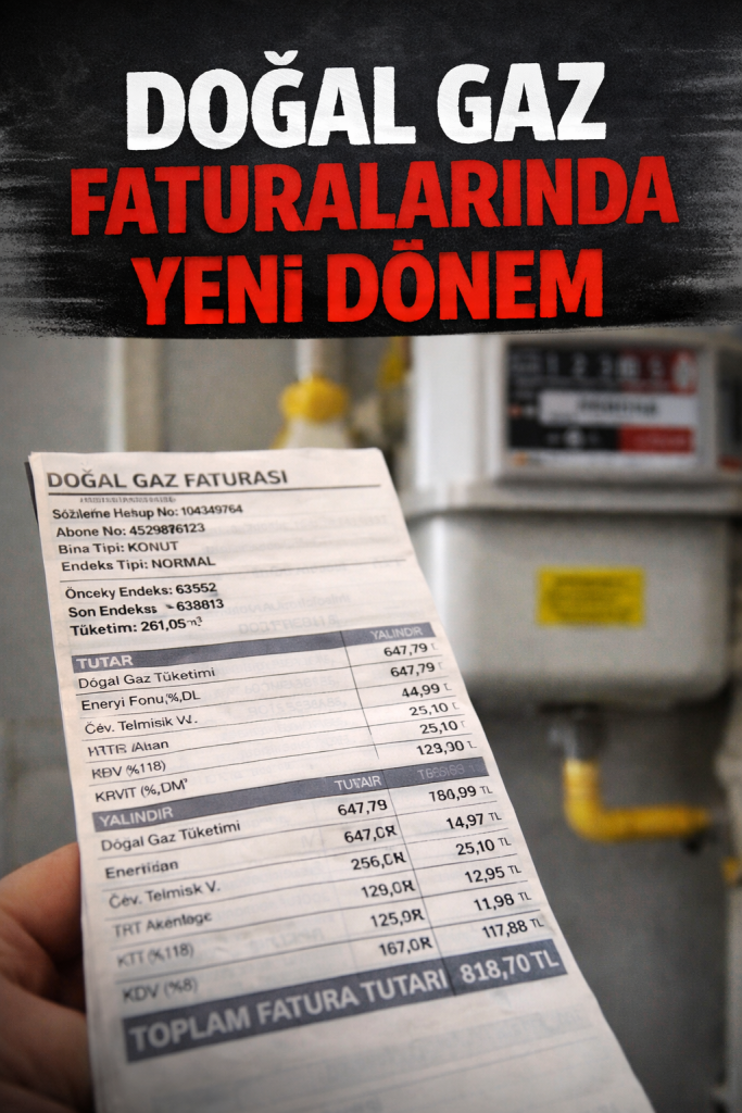 DOĞAL GAZ FATURALARINDA YENİ DÖNEM