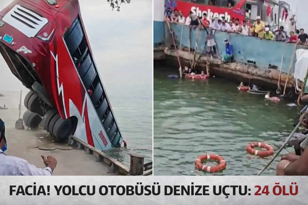 FACİA! YOLCU OTOBÜSÜ DENİZE UÇTU: 24 ÖLÜ