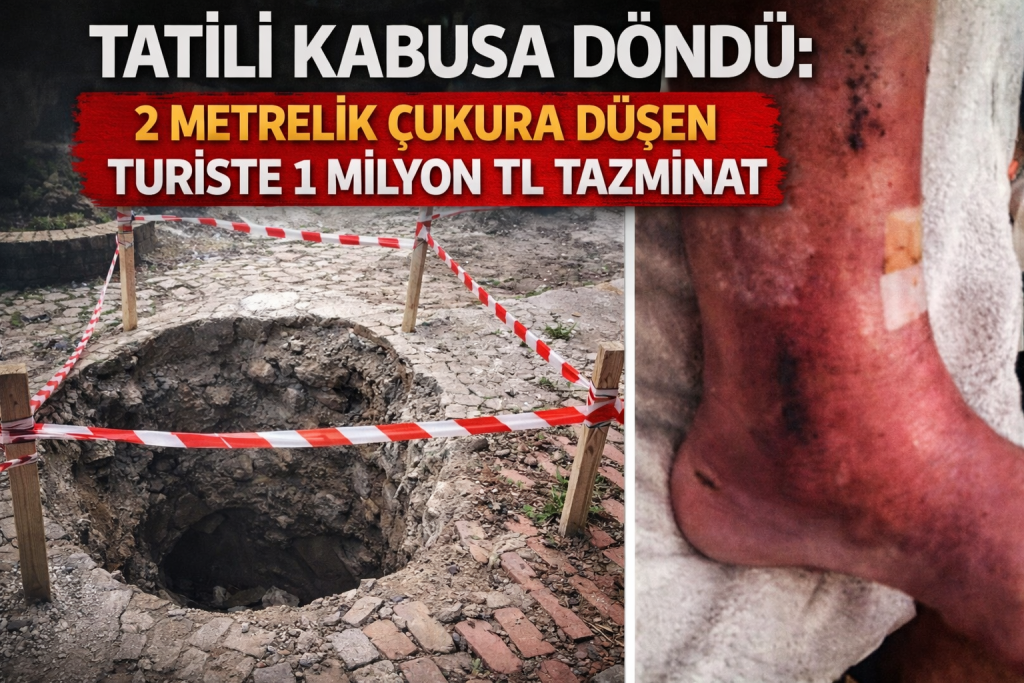 TATİLİ KABUSA DÖNDÜ: 2 METRELİK ÇUKURA DÜŞEN TURİSTE 1 MİLYON TL TAZMİNAT
