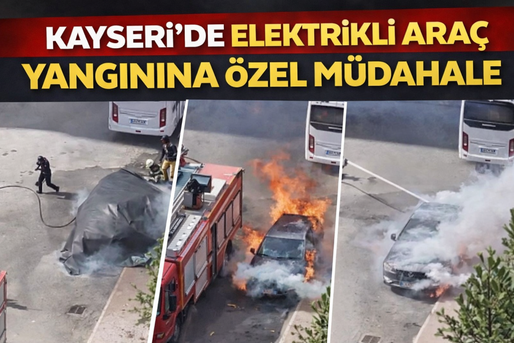 KAYSERİ’DE ELEKTRİKLİ ARAÇ YANGININA ÖZEL MÜDAHALE
