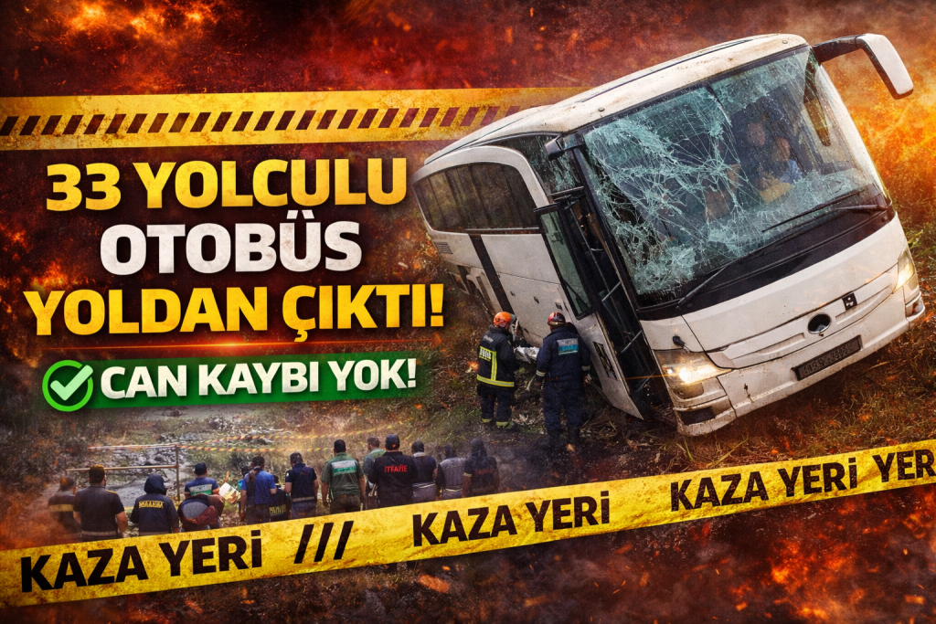 ERZİNCAN’DA YOLCU OTOBÜSÜ KAZASI! FACİANIN EŞİĞİNDEN DÖNÜLDÜ