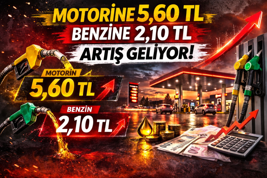 Motorine 5,60 TL, Benzine 2,10 TL Artış Geliyor