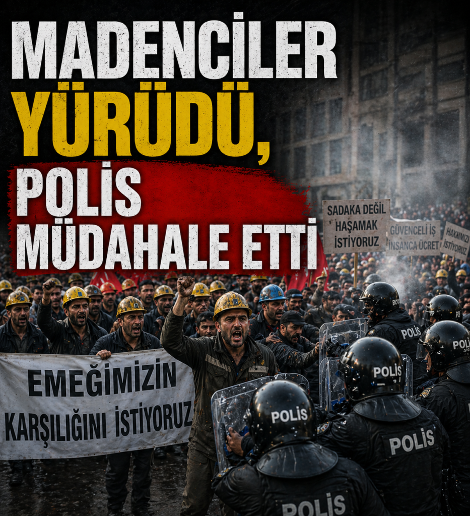 MADENCİLER YÜRÜDÜ, POLİS MÜDAHALE ETTİ