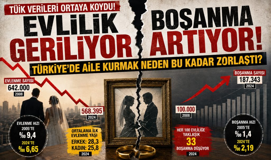 Türkiye’de Evlilik Geriliyor, Boşanma Büyüyor: Aile Kurmak Neden Giderek Zorlaşıyor?