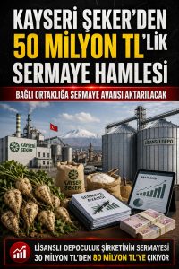 KAYSERİ ŞEKER’DEN BAĞLI ORTAKLIĞINA 50 MİLYON TL’LİK FİNANSMAN HAMLESİ
