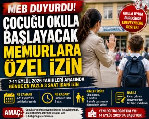MEB duyurdu: Çocuğu okula başlayacak memura 3 saat izin