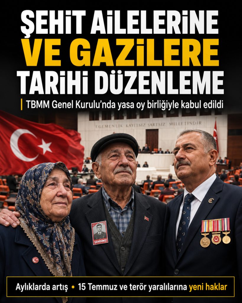 Şehit Aileleri ve Gaziler İçin Tarihi Düzenleme: Meclis’ten Oy Birliğiyle Geçti
