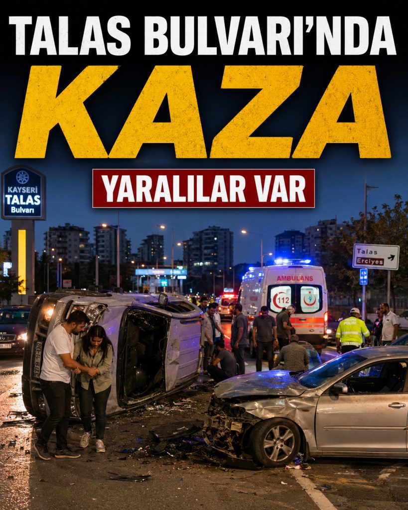 TALAS BULVARI’NDA KORKUTAN KAZA: SUV YAN YATTI, YARALILAR VAR