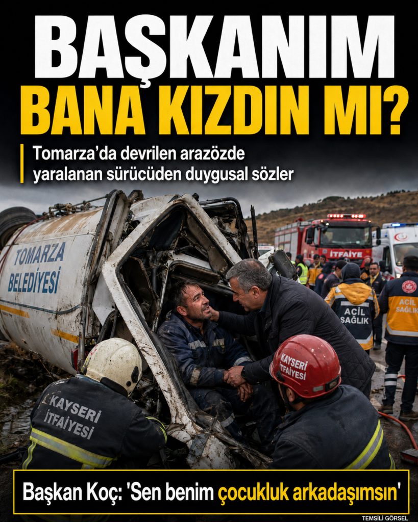 Tomarza’da Kaza Sonrası Yaralı Sürücü Başkan Koç’a Sordu: “Bana Kızdın mı?