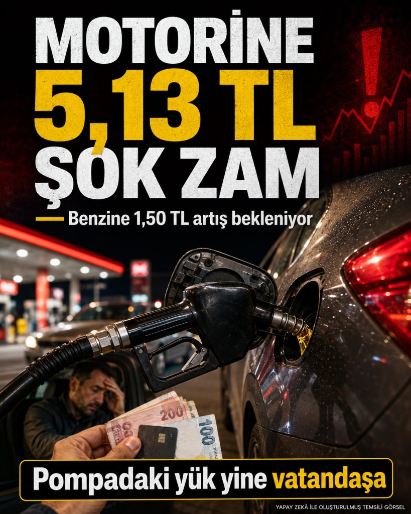 Motorine Tek Kalemde 5,13 TL Zam Kapıda, Fatura Yine Vatandaşa