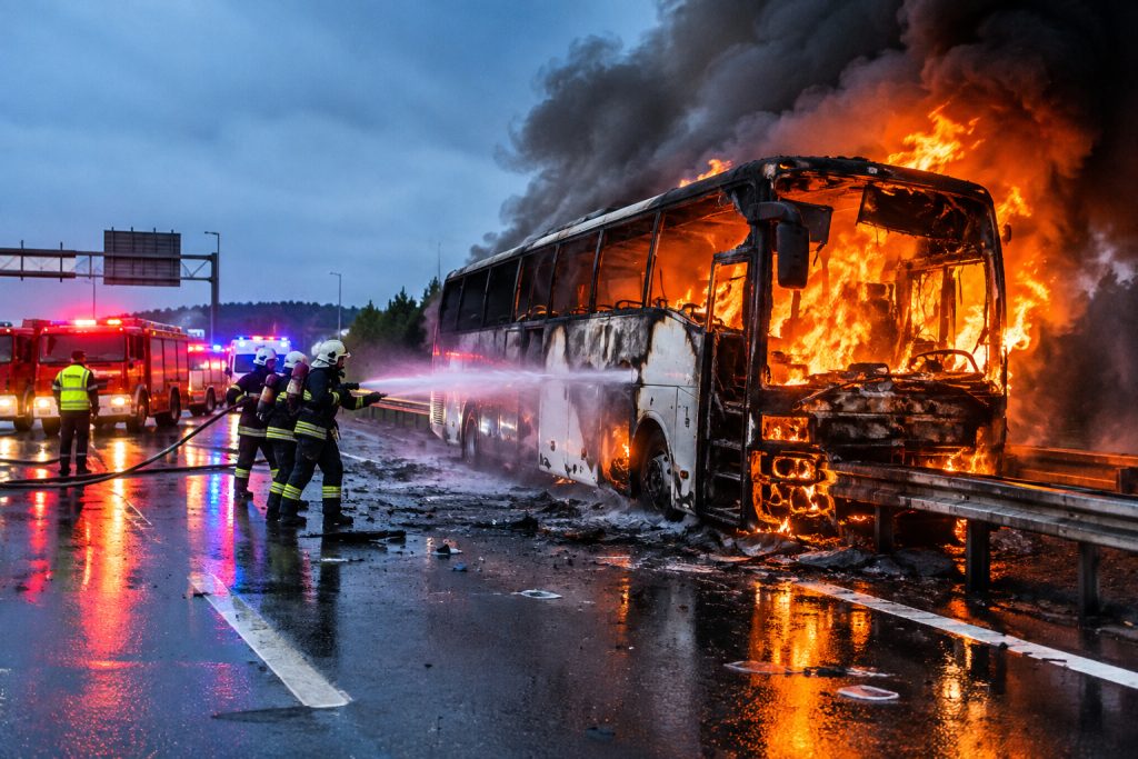 Kuzey Marmara’da can pazarı: Yolcu otobüsü alev topuna döndü