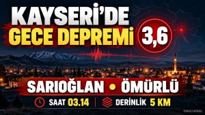 Kayseri’de Gece Saatlerinde 3,6 Büyüklüğünde Deprem